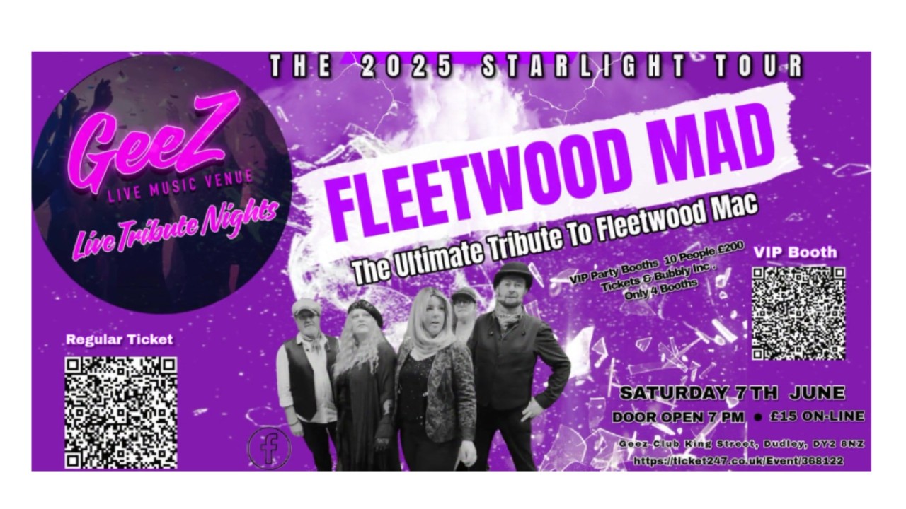 The GeeZ Club 10 Seater VIP Booth with bubbly - Dudley Present Fleetwood Mad VIP BOOTH FOR 10 (The Ultimate Tribute To Fleetwood Mac)
