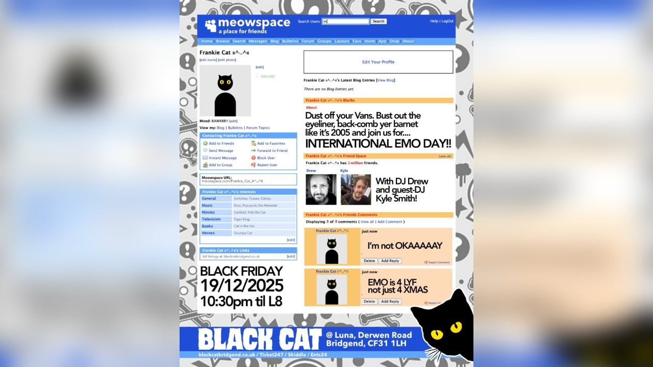 MEOWSPACE Emo Club Night - FREE ENTRY!!