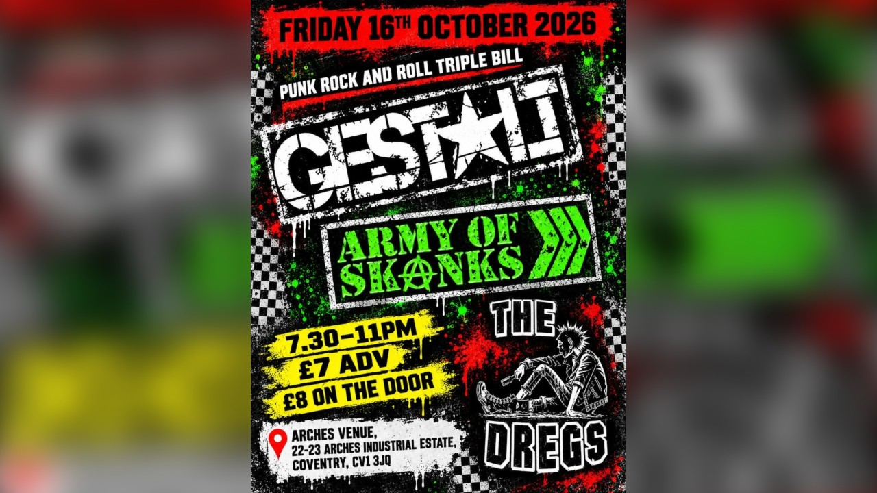 Punk Rock n'Roll Triple bill 😍 Gestalt, Army of Skanks + The Dregs