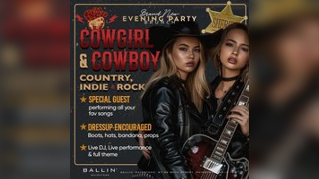 Cowgirl & Cowboy Country, Indie & Rock Evening Party Brunch