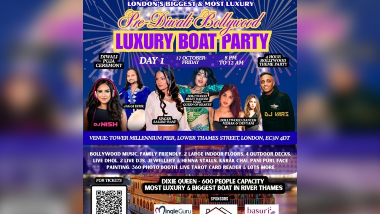 DAY 1 - LONDON's BIGGEST & LUXURY PRE-DIWALI BOLLYWOOD BOATPARTY