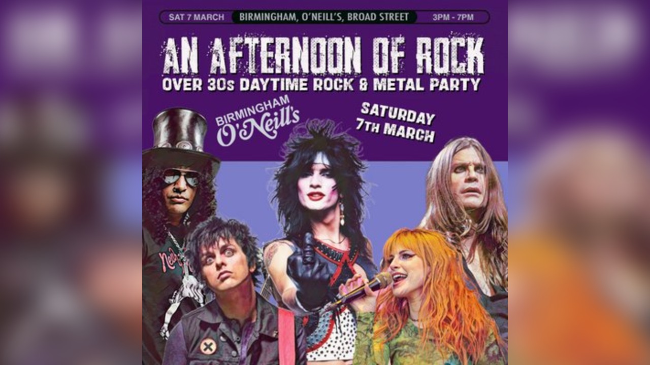 An Afternoon of Rock & Metal: BIRMINGHAM (over 30s), 3pm-7pm