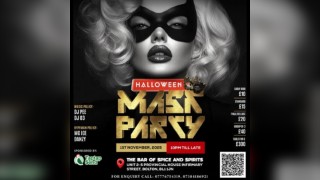 HALLOWEEN MASK PARTY - BOLTON (SAT 1st  NOV 2025)