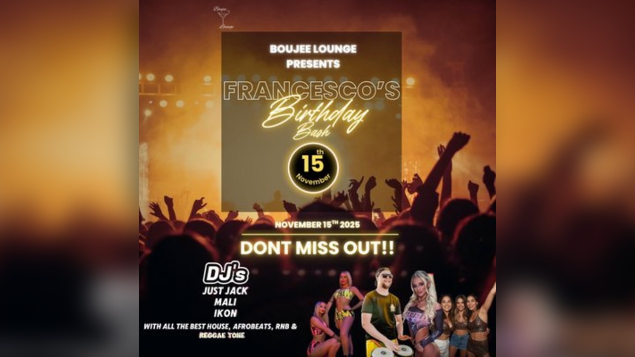 FRAN'S BIRTHDAY BASH SAT 15th NOVEMBER  @ BOUJEE LOUNGE YEOVIL