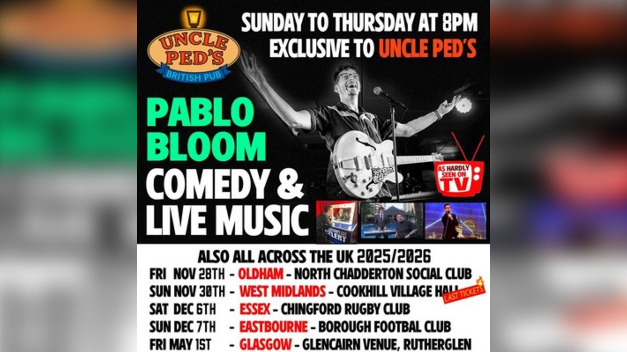 PABLO BLOOM - Warrington Irish Club - Sun 28th June - 2pm