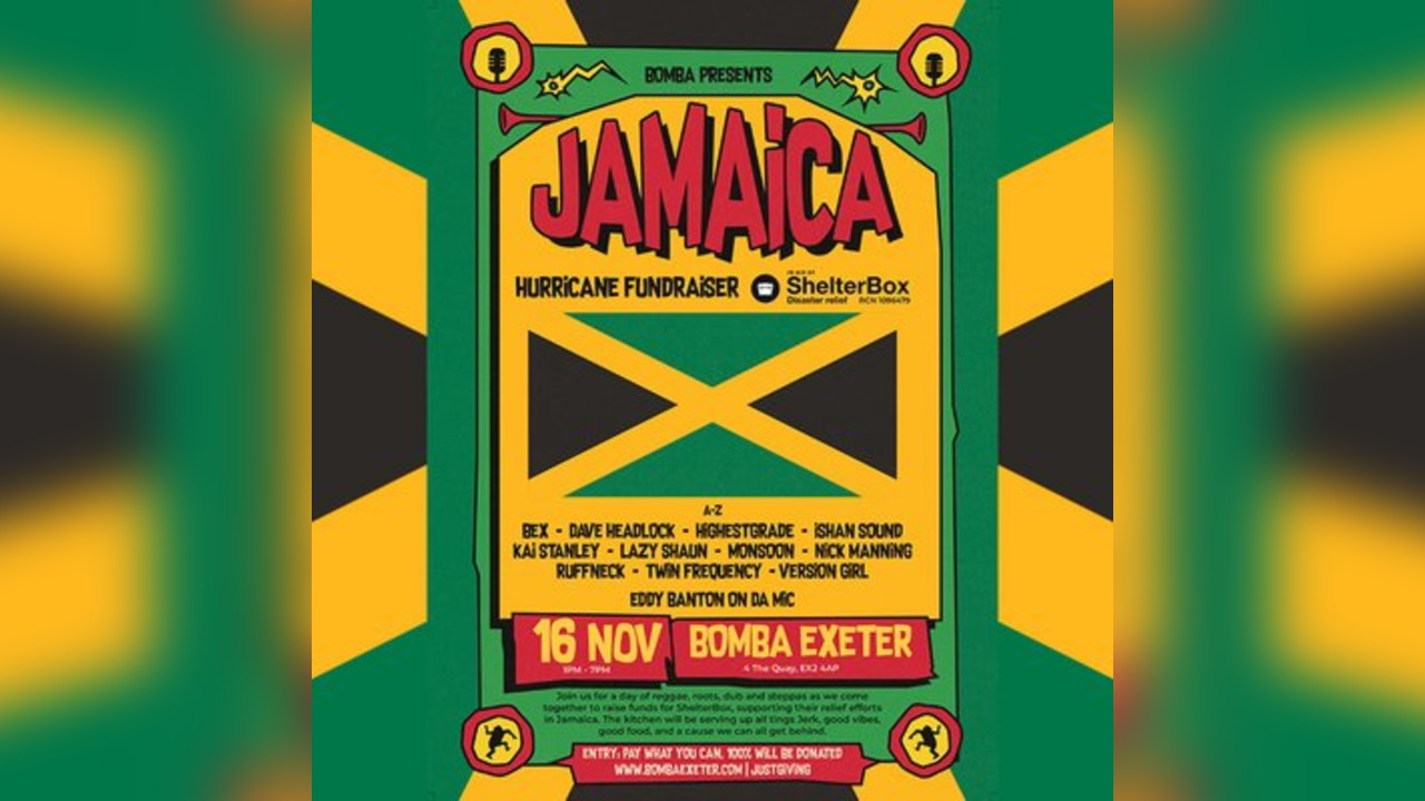 Jamaica Hurricane Fundraiser w/ Shelter Box | Bomba Exeter