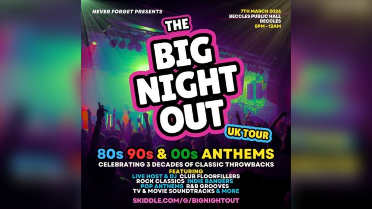 The BIG NIGHT OUT - 80s, 90 & 00s Beccles Public Hall