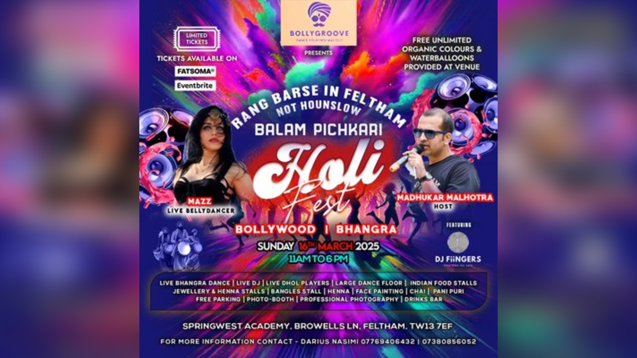 BALAM PICHKARI HOLI 2025 | RANG BARSE In FELTHAM OUTDOOR FEST