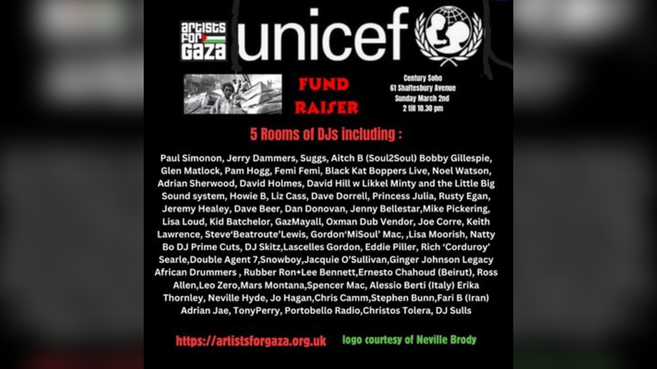 Artists For Gaza UNICEF Benefit