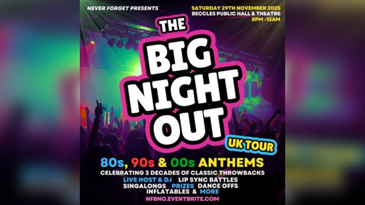 The BIG NIGHT OUT - 80s, 90 & 00s Beccles Public Hall