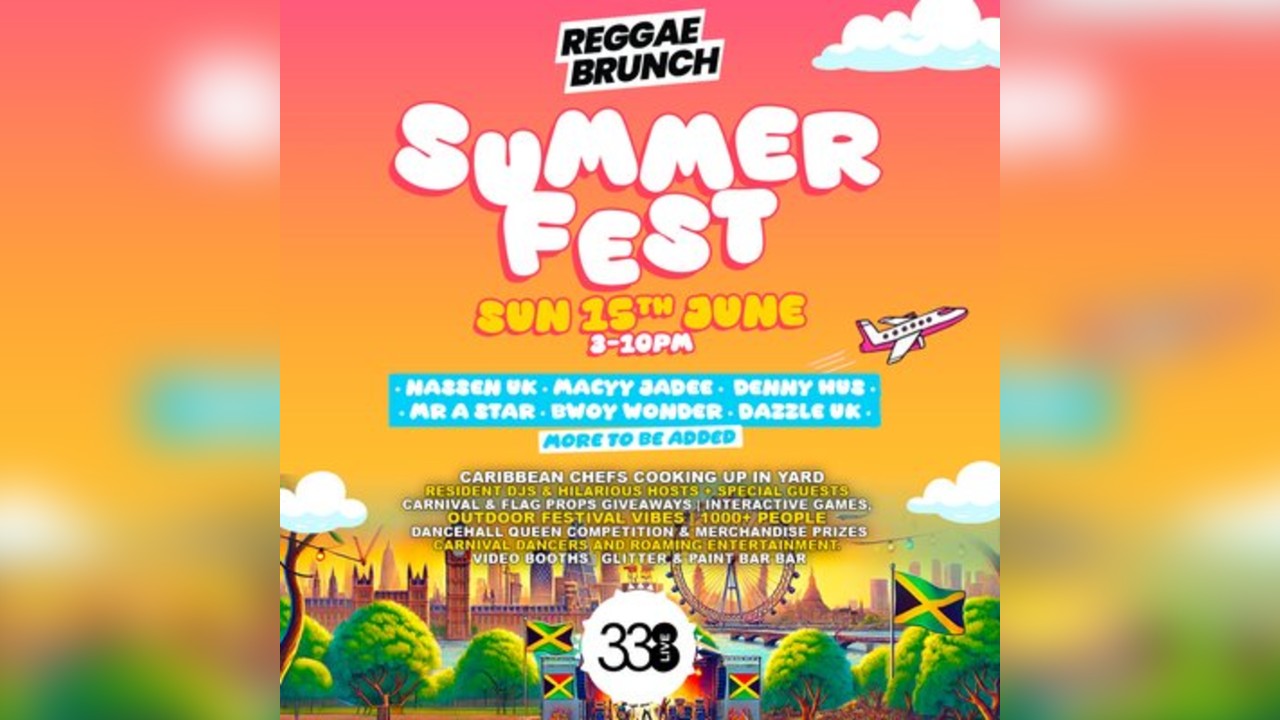 Reggae Brunch Summer Fest at Studio 338 - Sun 15th Jun 