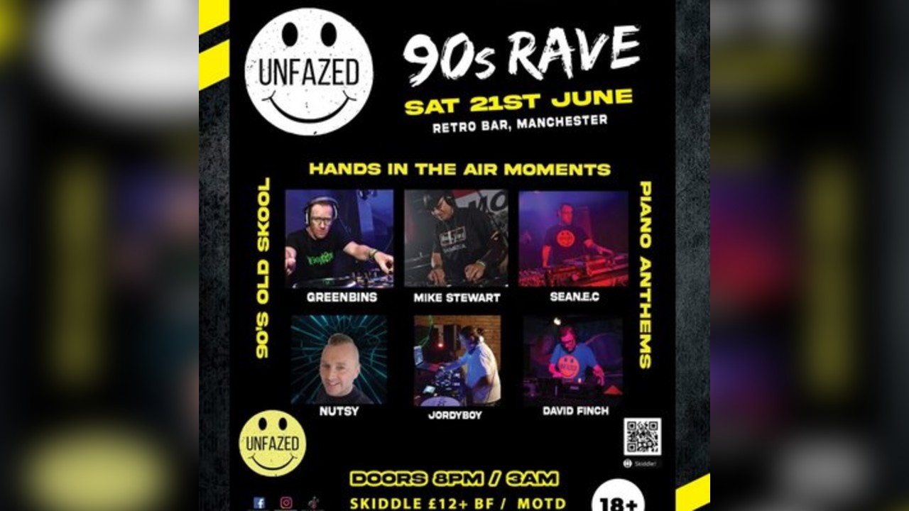 90s Rave / Retro Bar / 21st June / GreenBins / Mike Stewart
