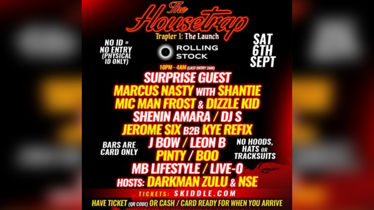 The Housetrap  (Afro's Bday Bash) - Sat 6th Sept @ Rolling Stock