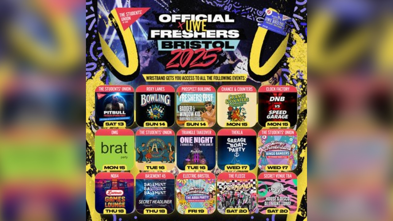 The OFFICIAL UWE Bristol Freshers' Week Wristband 2025