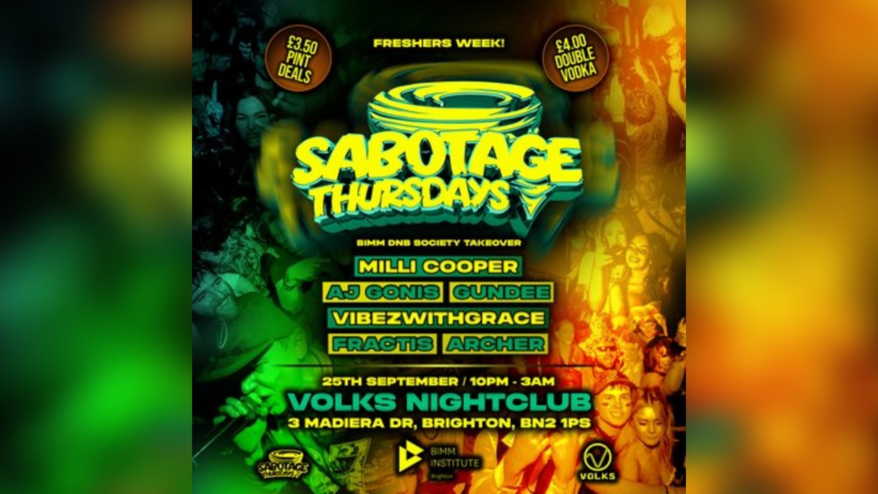Sabotage Thursdays Freshers Event