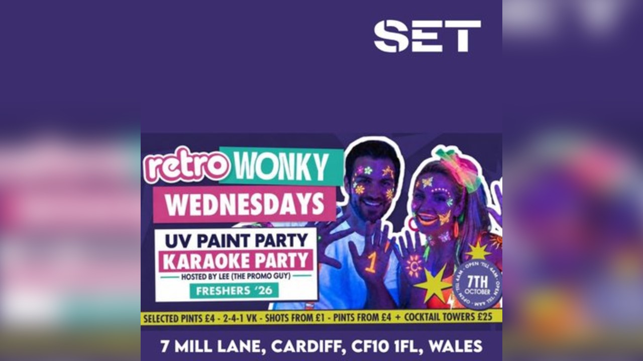 Freshers UV Paint Rave @ Retro Cardiff Wednesday 7th October