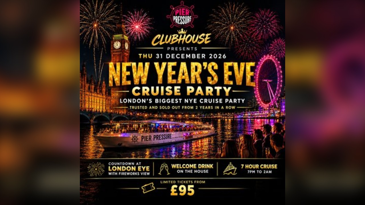 Midnight on the Thames 2027 New Year's Eve Yacht Party Dinner