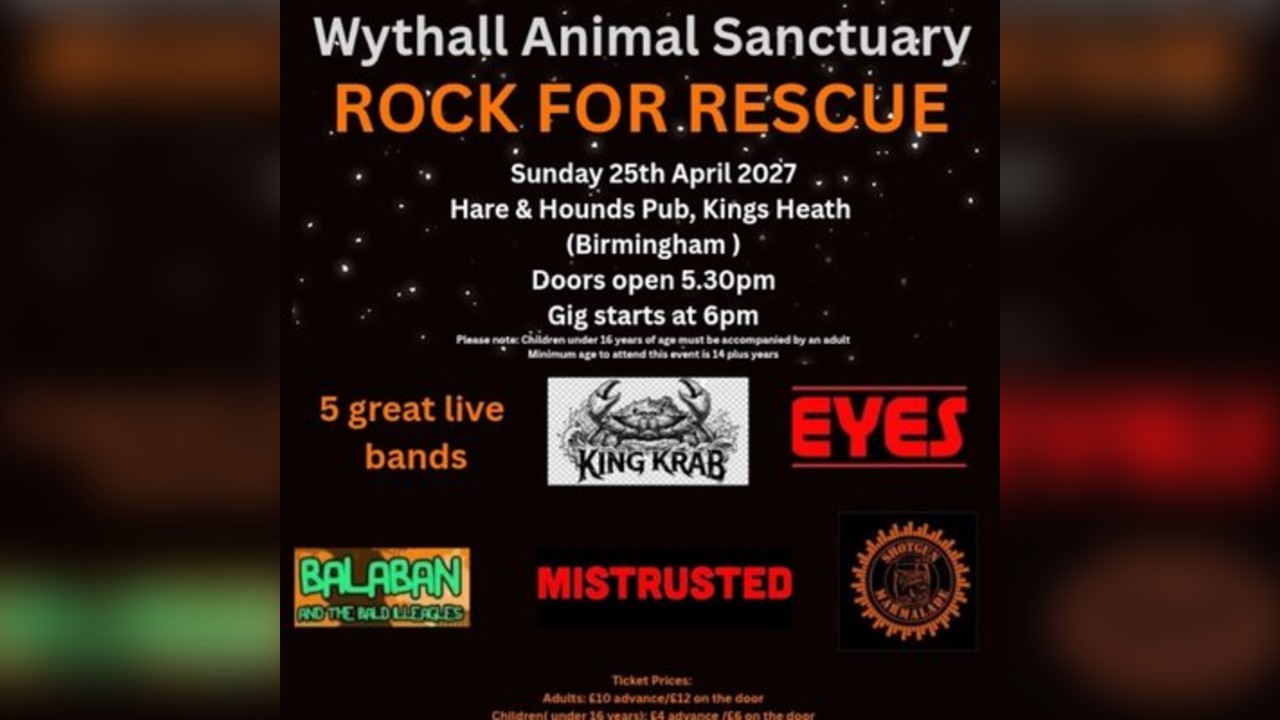 Rock For Rescue - Wythall Animal Sanctuary Fundraiser