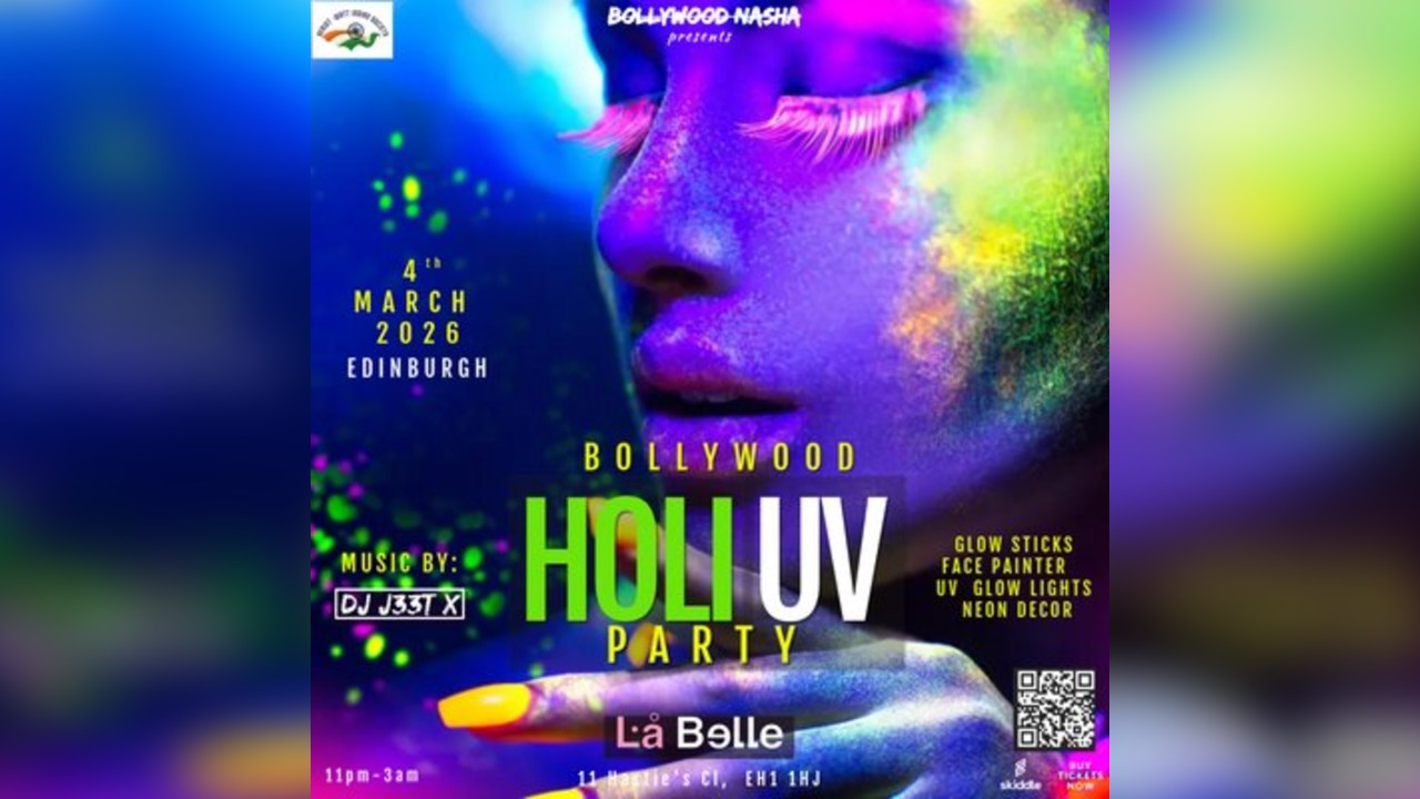 BollyNasha Holi UV Party 2026-Edinburgh: La Belle Angele