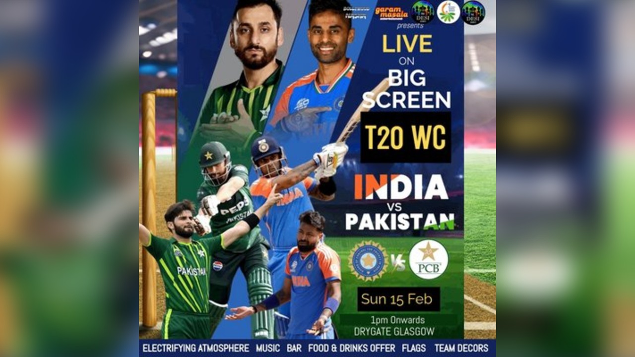 India vs Pakistan: LIVE on Big Screen: DRYGATE Glasgow