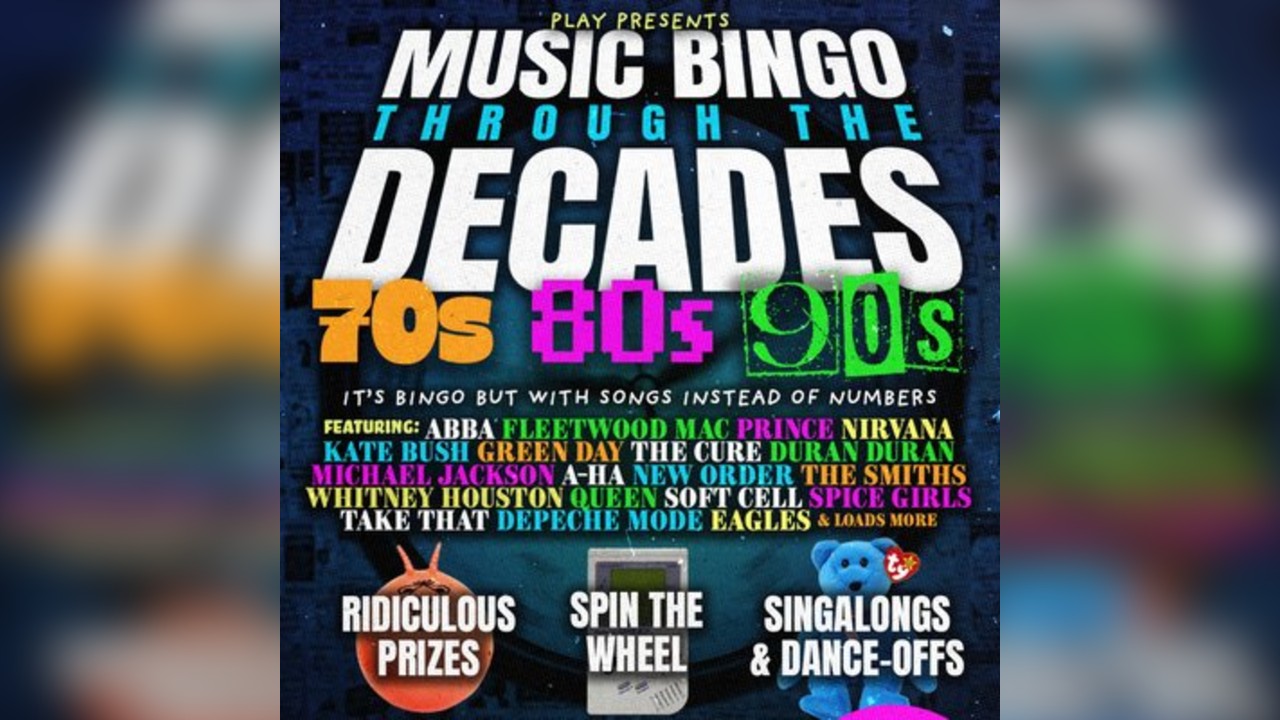 Music Bingo Through the Decades : 70s, 80s, 90s
