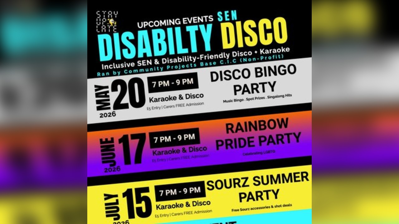 Adults SEN Disability Disco & Karaoke | Stay Up Late