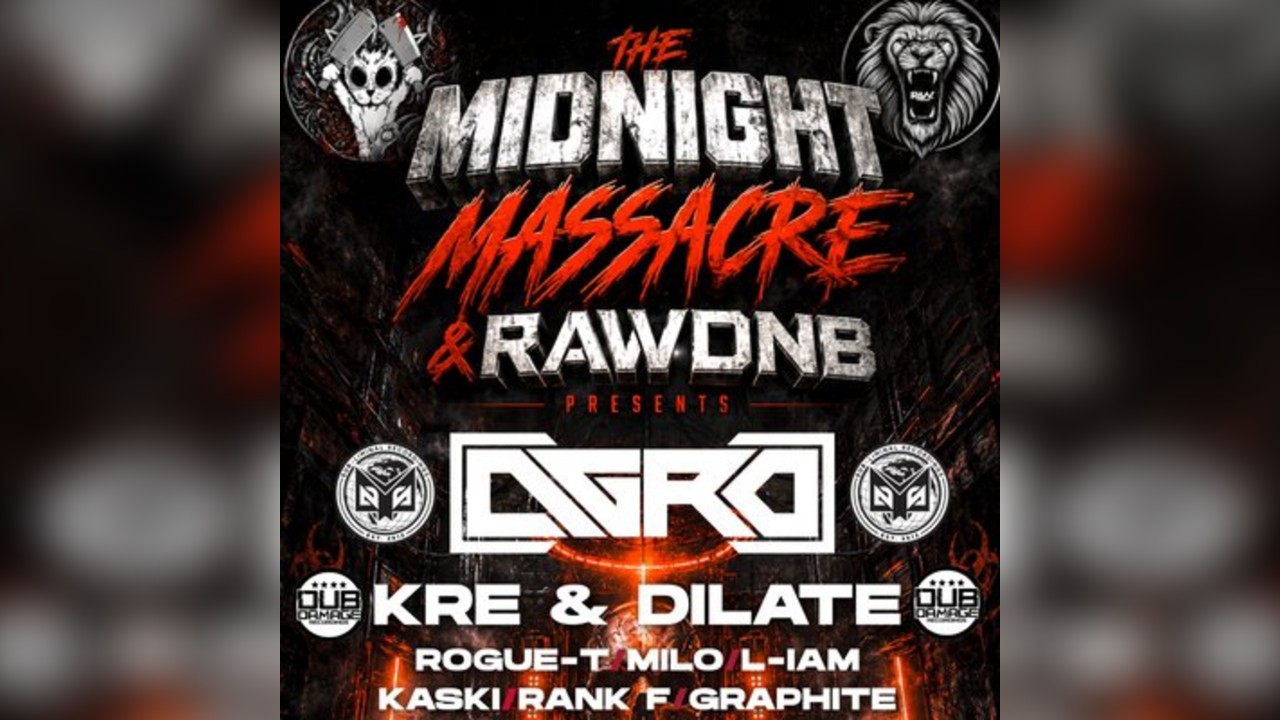 The Midnight Massacre & RAWDNB Presents AGRO KRE & DILATE