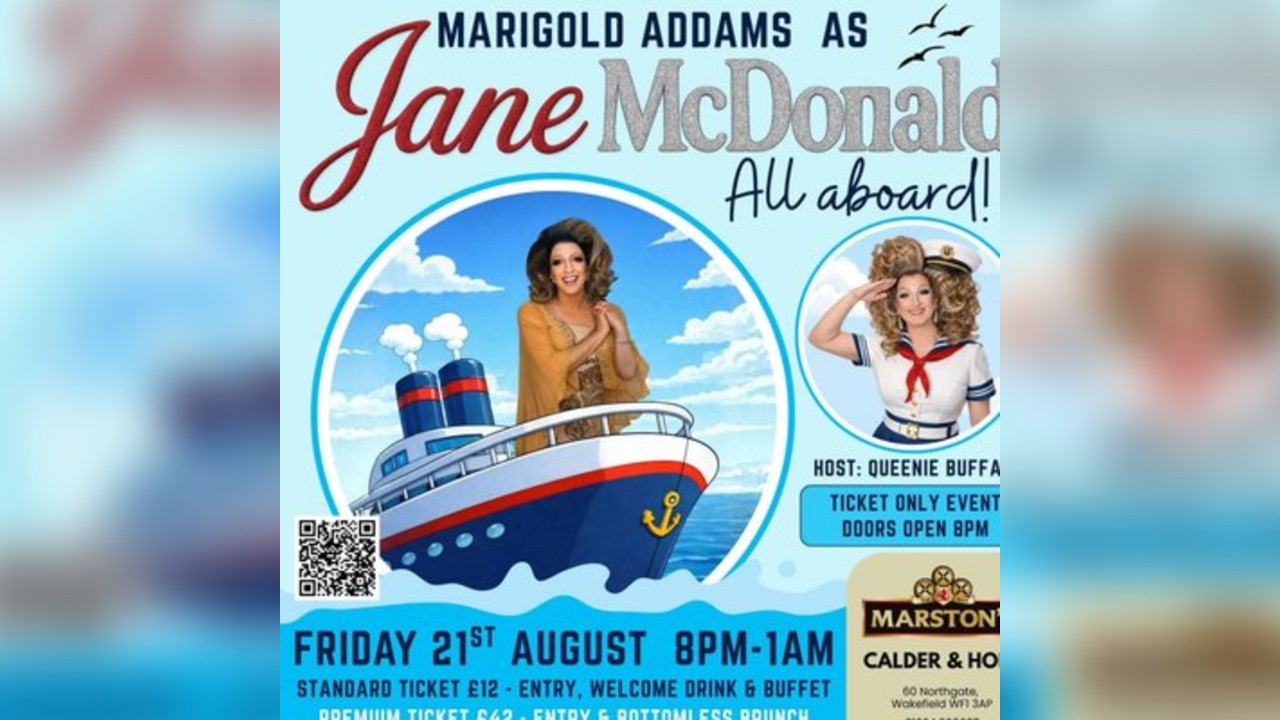 Marigold Adam as Jane McDonald hosted by Queenie Buffay