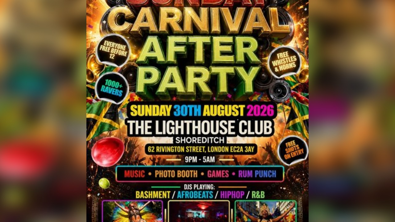 Sunday Carnival After Party - Everyone Free Before 12AM