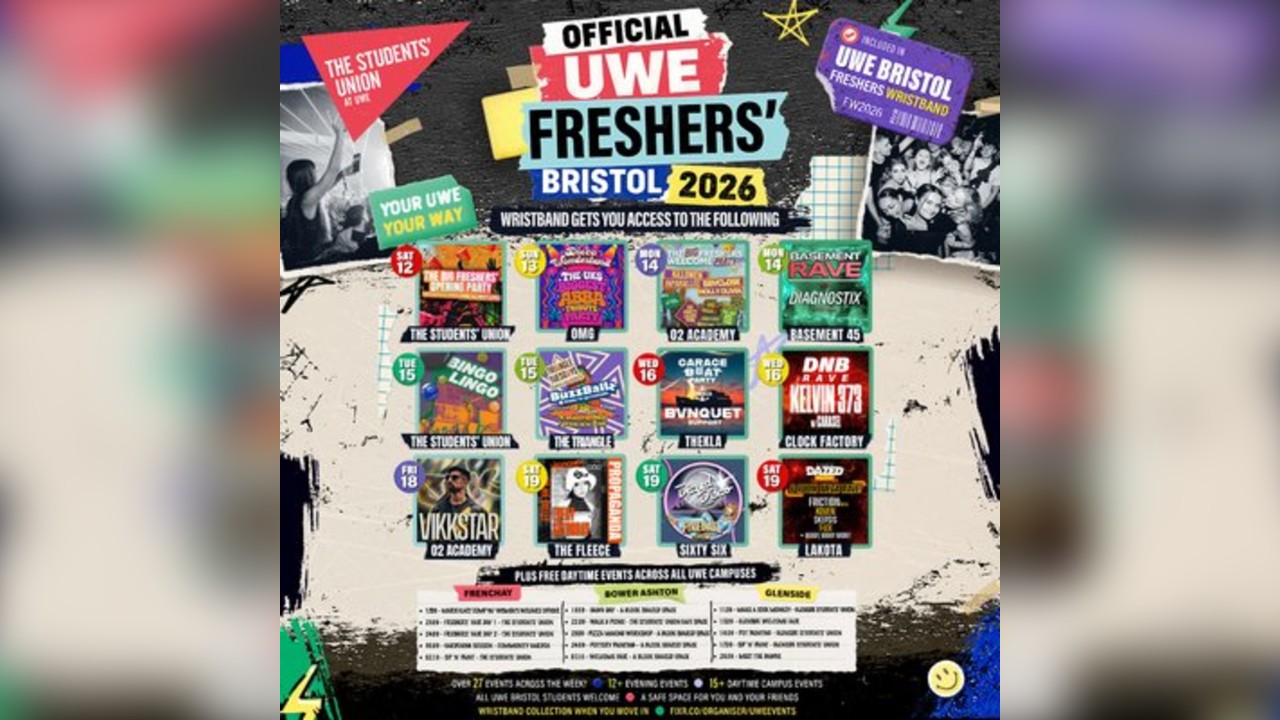 The OFFICIAL UWE Bristol Freshers' Week Wristband 2026