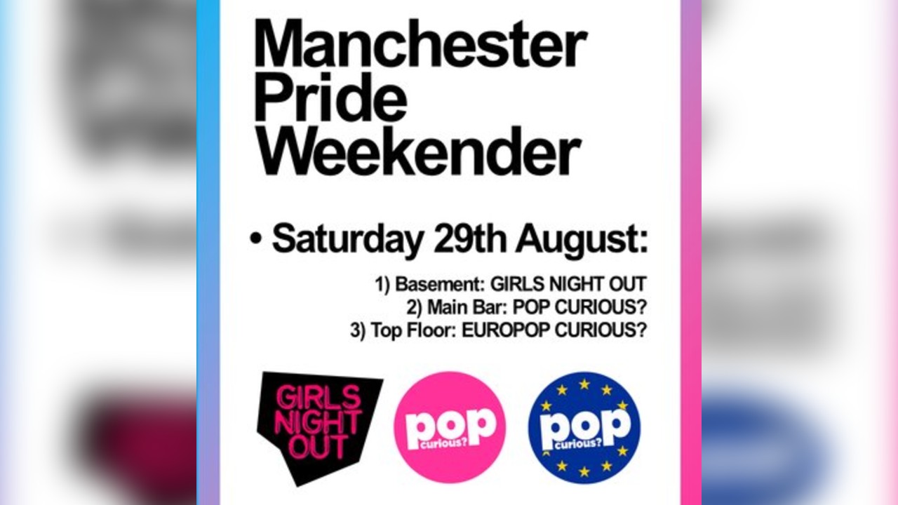 MCR Pride 3 room pop party (Sat 29th Aug) @ Joshua Brooks