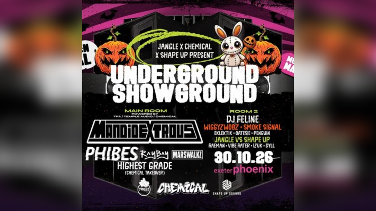 UNDERGROUND SHOWGROUND : MANDIDEXTROUS / PHIBES /RAYBAY Exeter