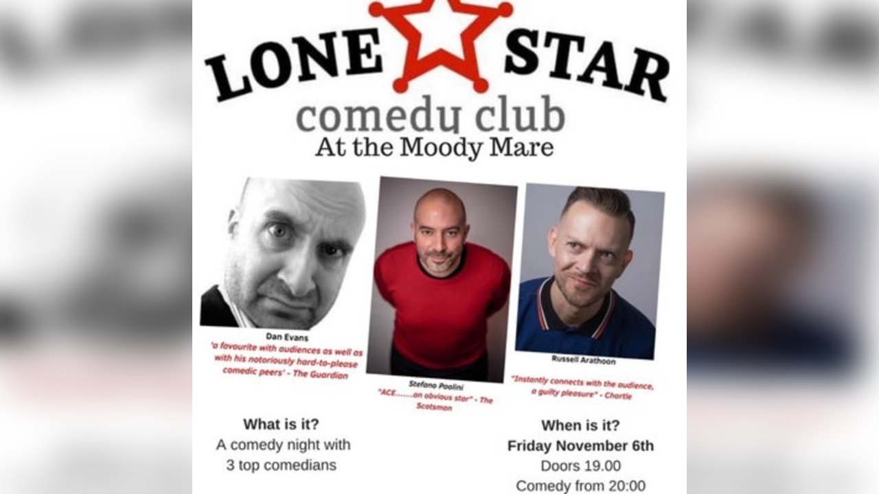 Comedy Dan Evans, Stefano Paolini, Russell Arathoon.