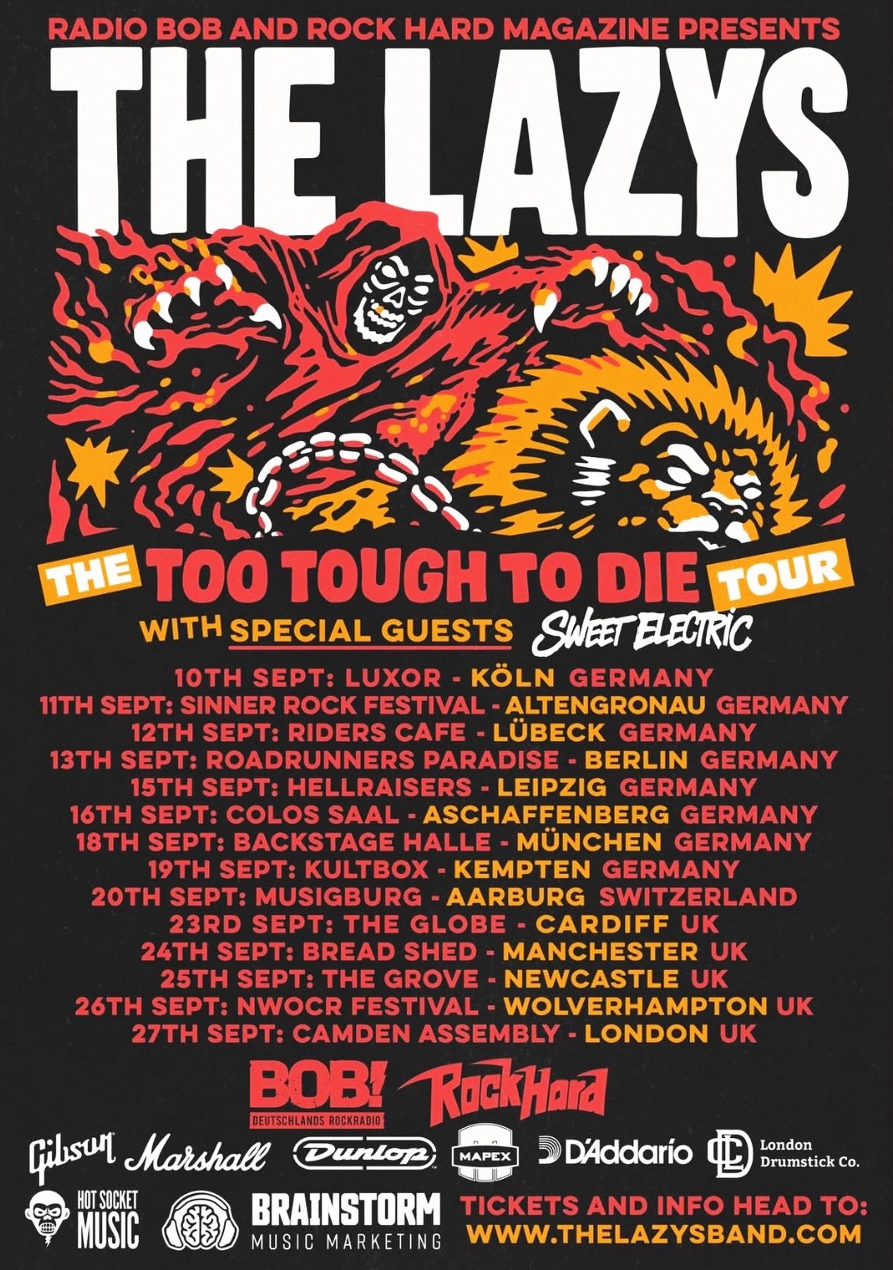 The Lazys 2026 UK tour poster